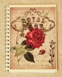 blok zápisník ve vintage stylu s růžemi
