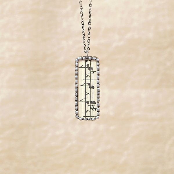 cínovaný náhrdelník vintage noty Miltika kolekce "Druhý život"