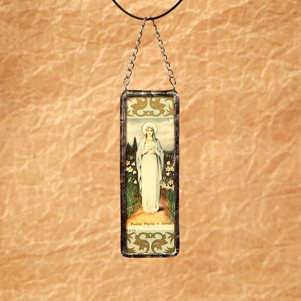obrázek s cínovaným rámečkem Panna Maria