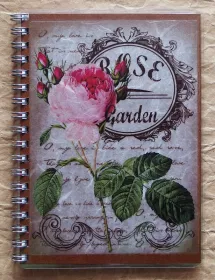 zápisník A6 s motivem vintage růže rose garden