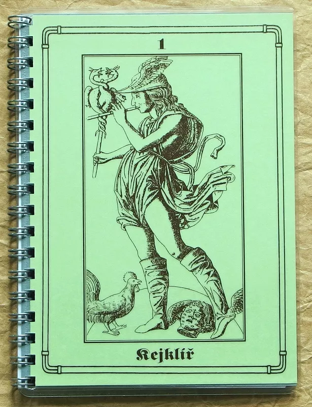 Vintage zápisník A6 s motivem tarotové karty Kejklíř