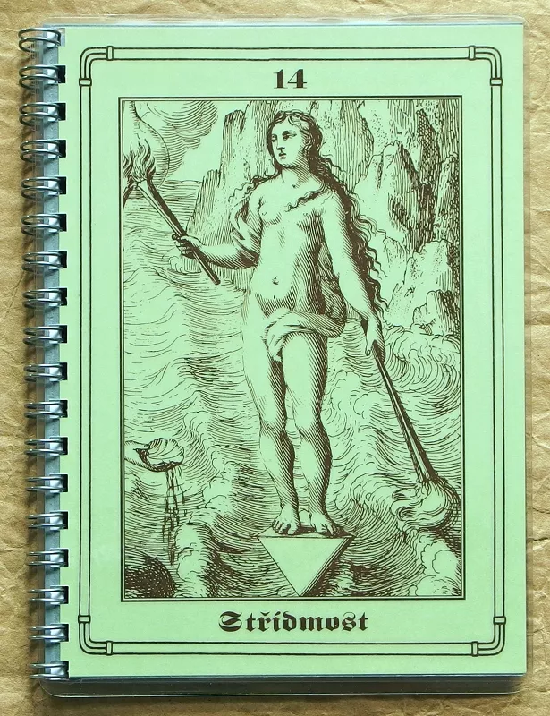 Vintage zápisník A6 s motivem tarotové karty Střídmost