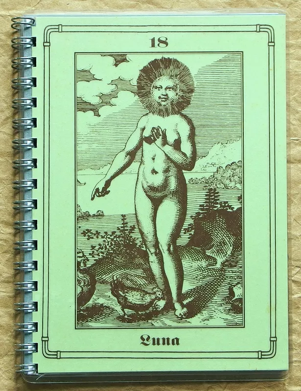 Vintage zápisník A6 s motivem tarotové karty Luna
